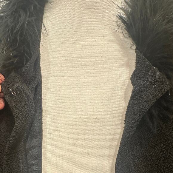 VTG 90s Marian & Maral Black Feather Trim Cropped Evening Cardigan Glam Small - Picture 5 of 8